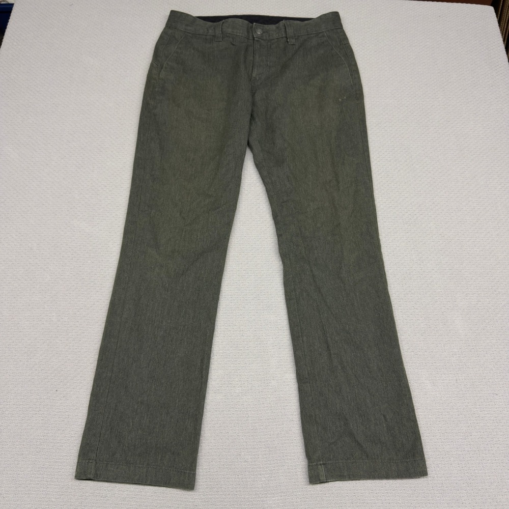 Volcom Pants Mens 33x31 Green Cotton Blend Chino Straight Fit Skater Casual